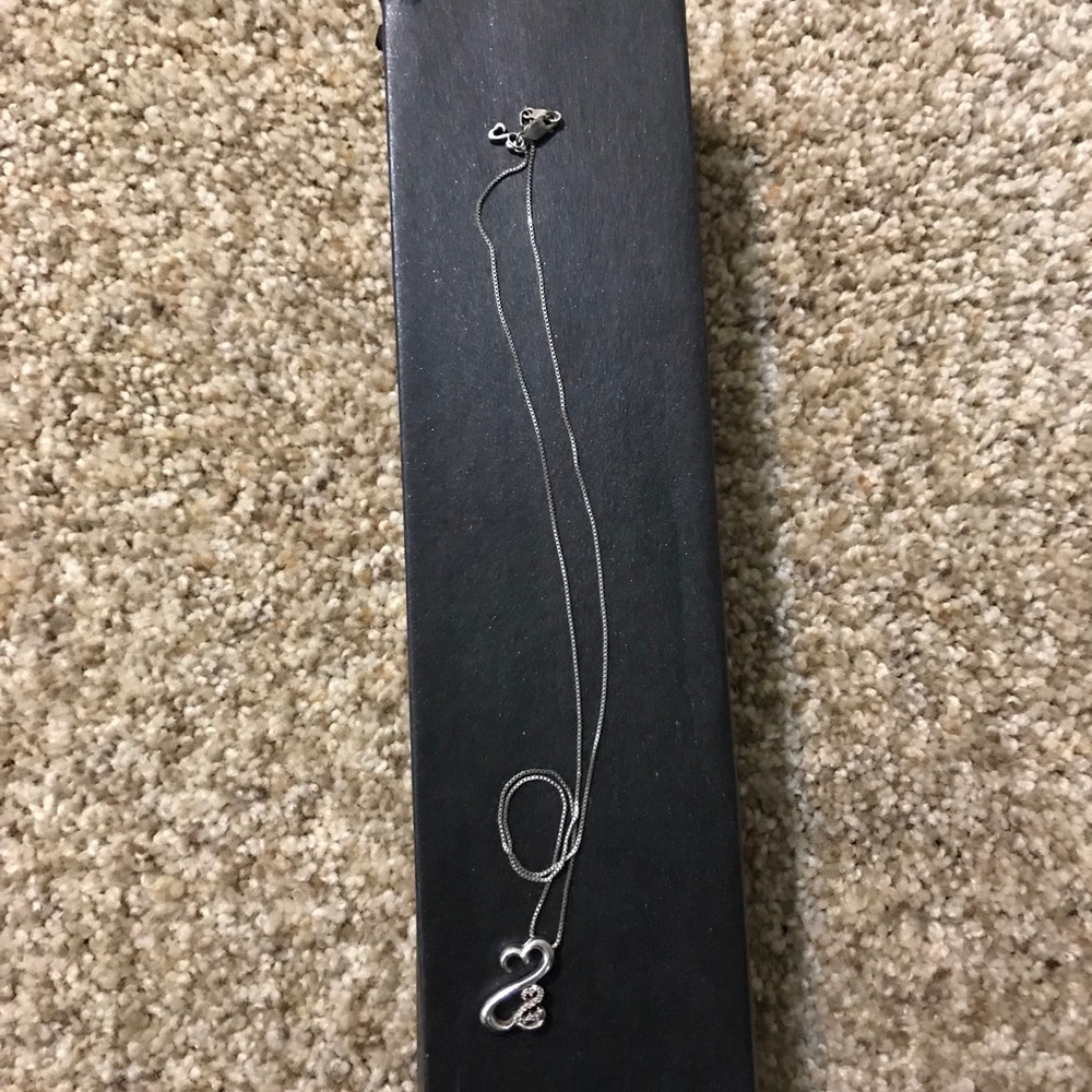 Open Heart Diamond and Silver Pendant